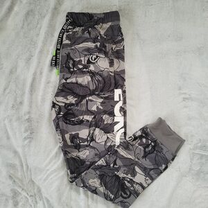 Ecko Unltd Mens Large Joggers Black Gray White Camo Tropical Print Fleece Lined